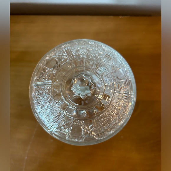 VINTAGE HOBBS BLOCK DAISY PANEL THUMBPRINT COVERED SUGAR Or CANDY DISH - Picture 5 of 7